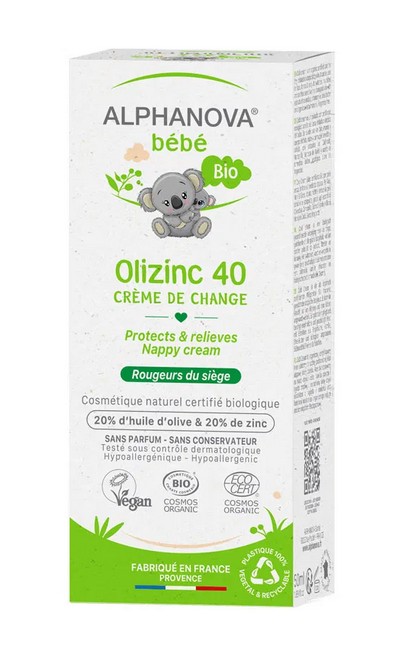 Alphanova Bébé Olizinc 40 Crème de Change Bio 50g